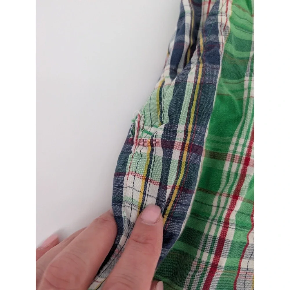 VTG Polo Ralph Lauren Plaid Madras Shorts Men 36 Green Cotton Preppy Grunge Golf